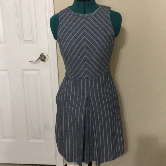 J. Crew Chambray Dress Keyhole Back Blue 00